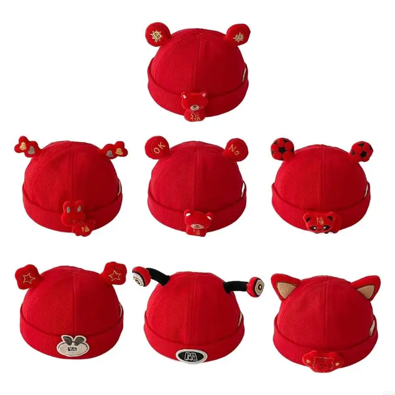 H37A 2023 Hat Soft Baby Bonnet Red Themed Hat Warm Hat Beanie for Baby Toddler Newborn Kid Child Breathable Hat
