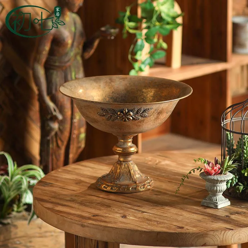 European vintage gold flower pot ornaments, home courtyard landscaping vase decorations