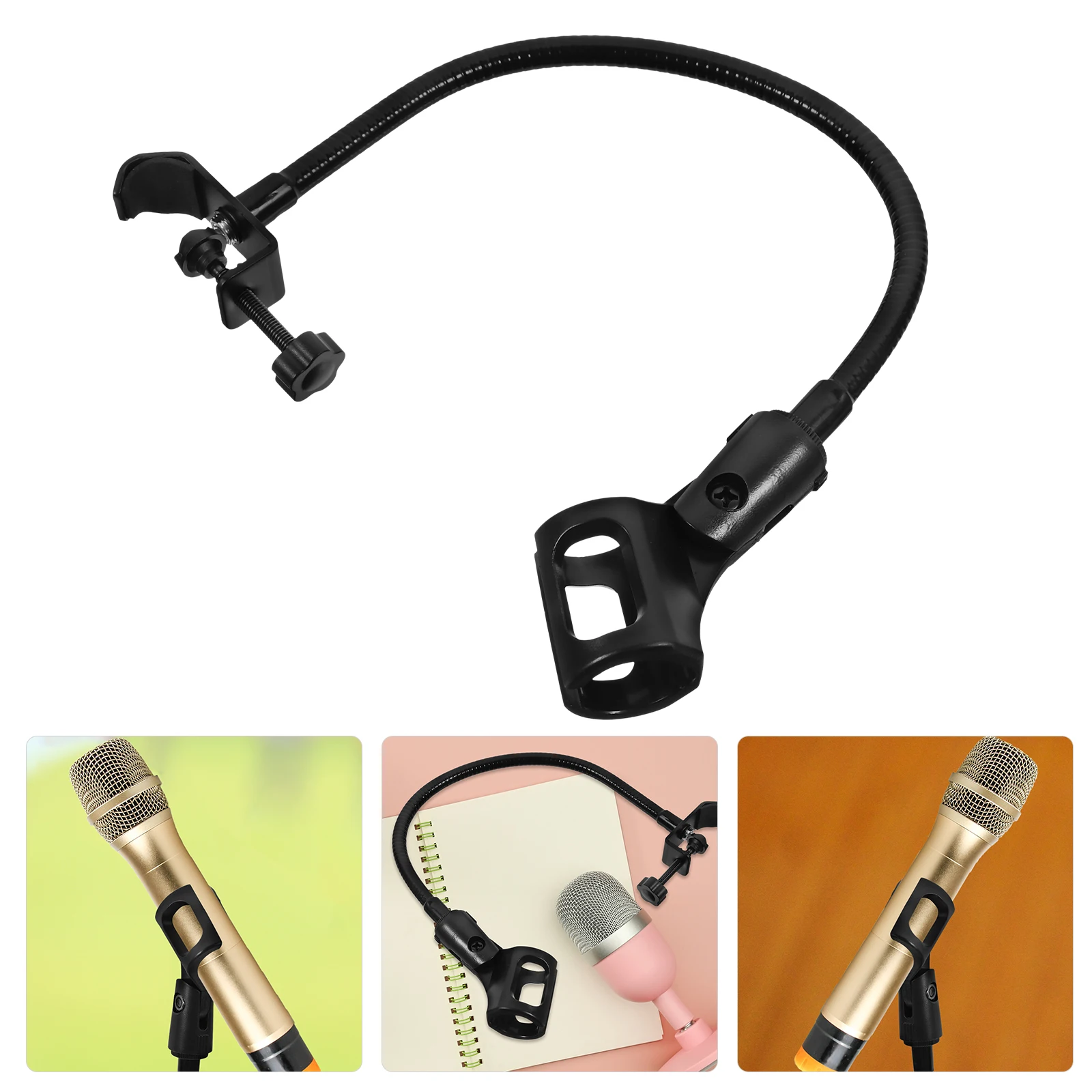 

1 set Flexible Tube Mic Stand Holder Desk Microphone Arm Rack Live Streaming Desktop Mount Clip Stable Iron Adjustable Direction