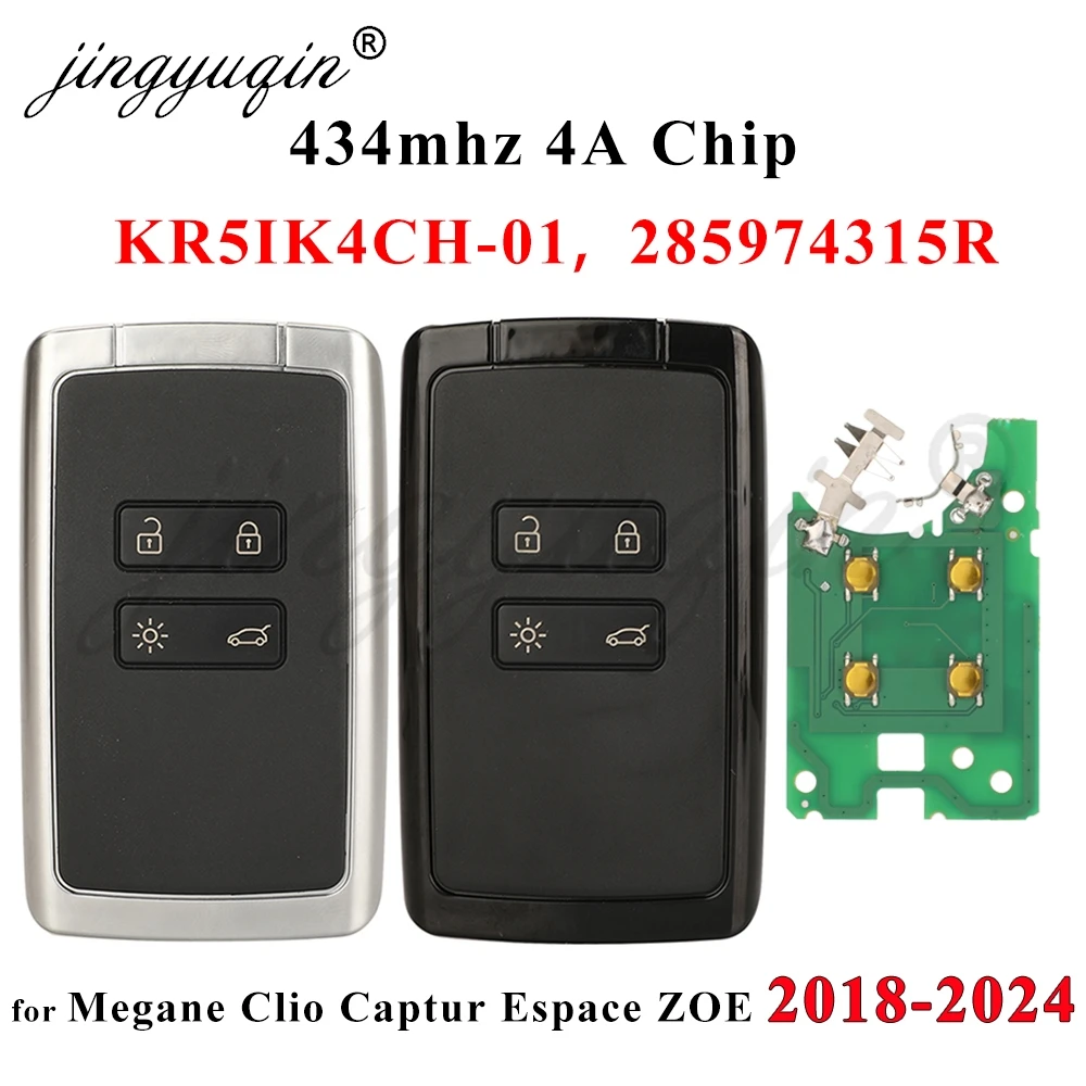 KR5IK4CH-01 285974315R Smart Remote Car Key 433Mhz 4A Fob for Renault Captur Megane Clio Zoe Escpace Koleos Talisman 2018-2024