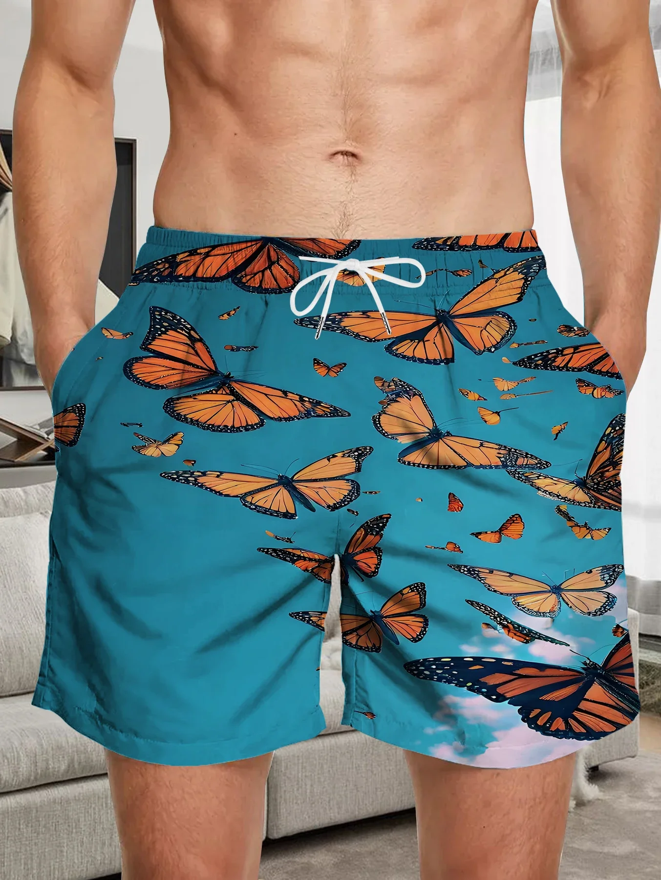 

Sports Quick Dry Polyester Shorts Men Full Print Digital Pattern Casual Swim Trunks