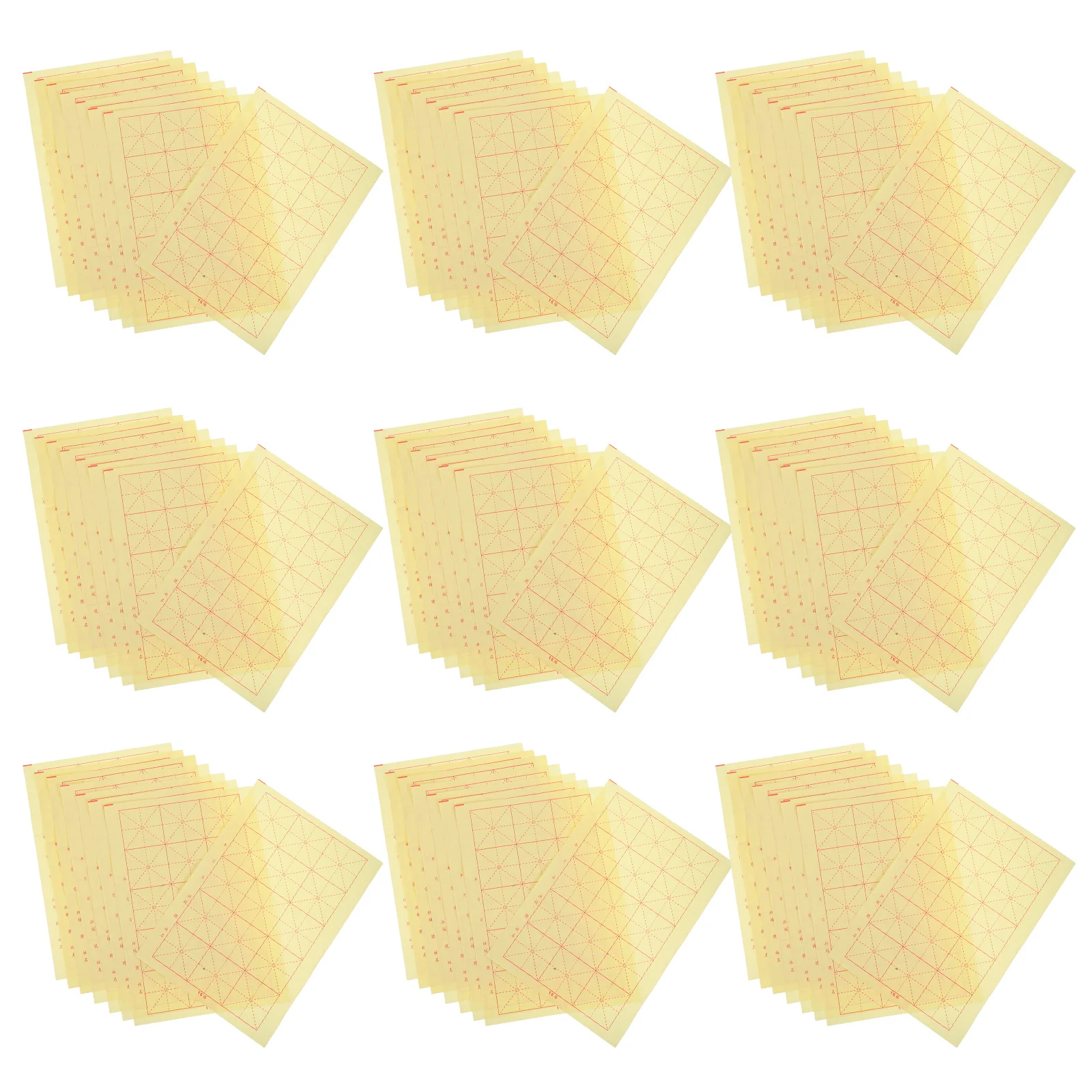 200 szt. Papier do ćwiczeń kaligrafii, papier Xuan z siatką dla początkujących, gładki, dobrze chłonący tusz, idealny do użytku domowego, szkolnego i artystycznego.