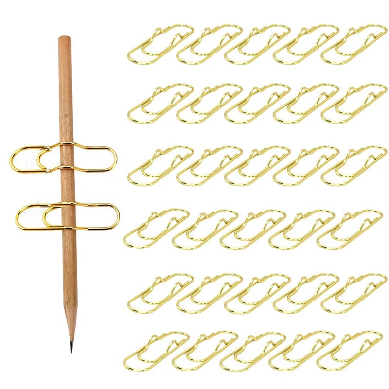 30PCS Metal Pencil Clips Multifunctionional Gold Pen Clips Stainless Steel Paper Clip Holder