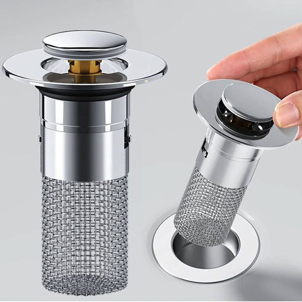 Pop Up Drain Filter Anti-clog Floor Drain Filter Mesh Stainless Steel Washbasin Bounce Core Sink Strainer Shower Leak Net