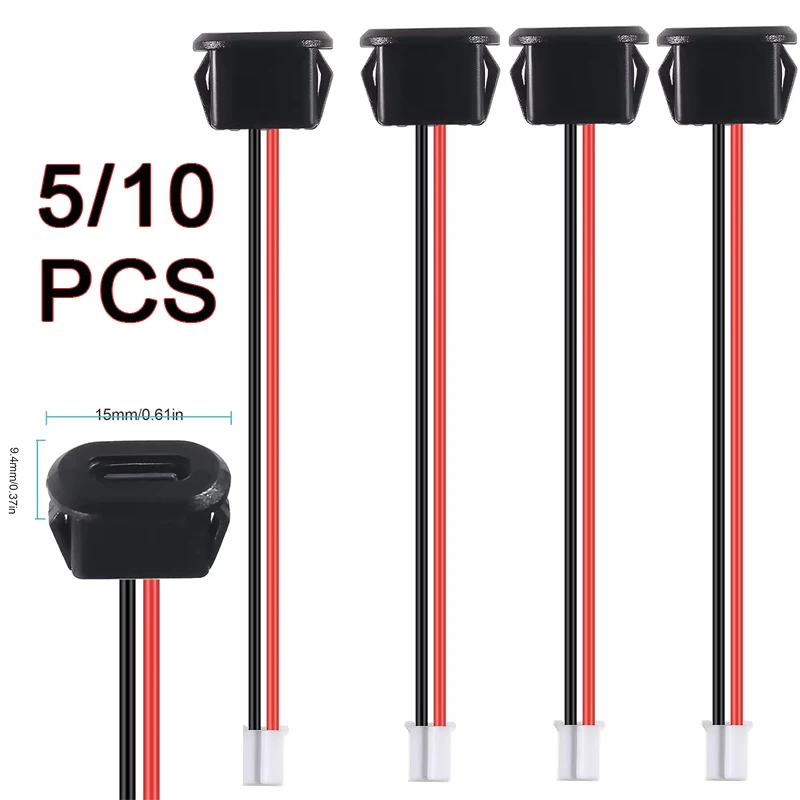 5/10PCS Type-C Female Chassis Connector with Terminal 2Pin USB Connectors Type-C Female Chassis Direct Crimp Jack Female