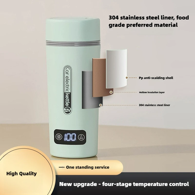 

Small Portable Electric Cup Automatic Heating Water Cup 110V Stainless Steel Boiler Thermos Cup