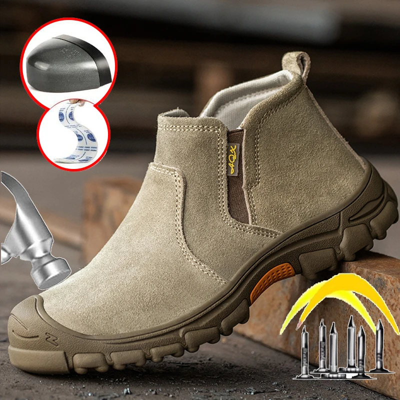 Anti-smashing Construction Work Shoes Welding Safety Boots For Men Puncture Proof Indestructible Composite Toe Safety Work Boots