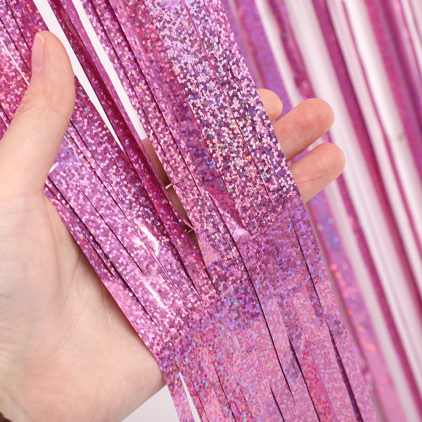 

3Pcs Rain Silk Fringe Backdrop Curtain Perfect for Birthday Wedding Party Door Wall Streamer Photo Background Fringe Curtain