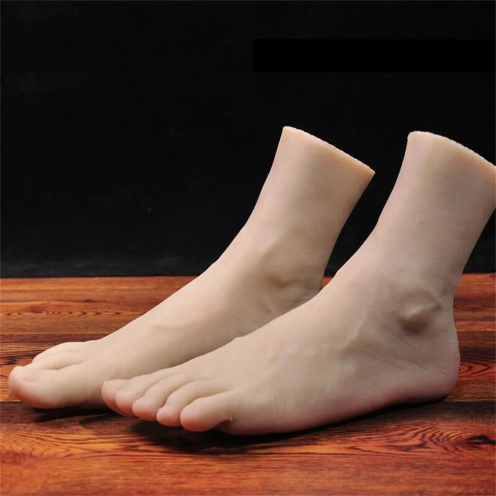 Real Silicone Foot Mannequin for Male, Blood Vine, Photography, Silk Stockings, Jewelry Model, Soft Doll, TPE Silica Gel, F013