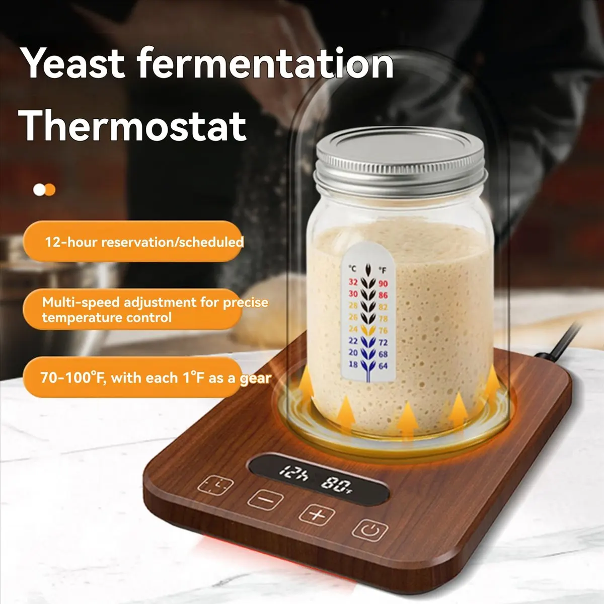 

A62K Электрический подогревающий коврик для тыквы, обновленная грелка для кислого теста, обогреватель для тыквы, вилка стандарта США C