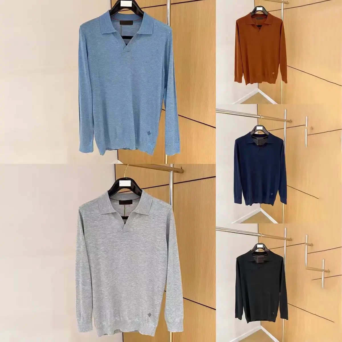 

LP Old Money Wind Haiou вязаный свитер с воротником 25, осенне-зимняя простая повседневная рубашка-поло с лацканами и длинными рукавами