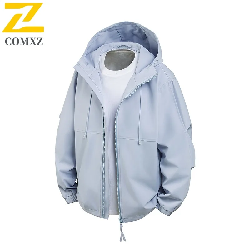 

COMXZ 2025, мужская и женская куртка с капюшоном и цветными блоками, весенне-осенняя студенческая повседневная модная куртка для пар с допамином для подростков