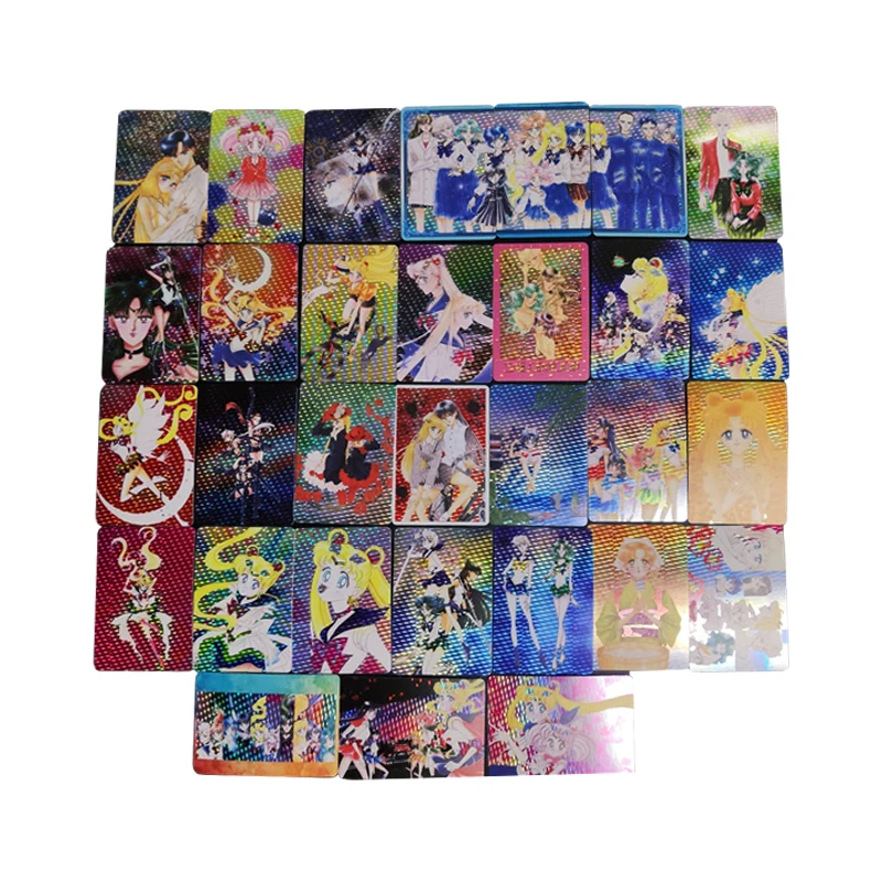 

31Pcs/set Anime Girls Can be pasted Flash Card Tsukino Usagi Mizuno Ami Kino Makoto Chibiusa Classic Anime Collection Cards Toys