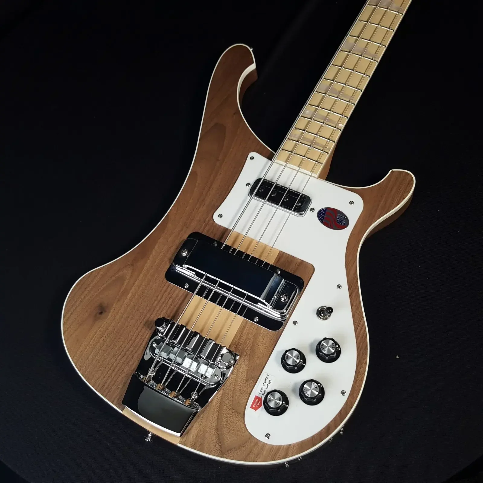 

4001 4000 4003 4 Strings Transcluent Walnut Electric Bass Guitar Neck Through Body Maple Neck Fingerboard, Pearl Inlay