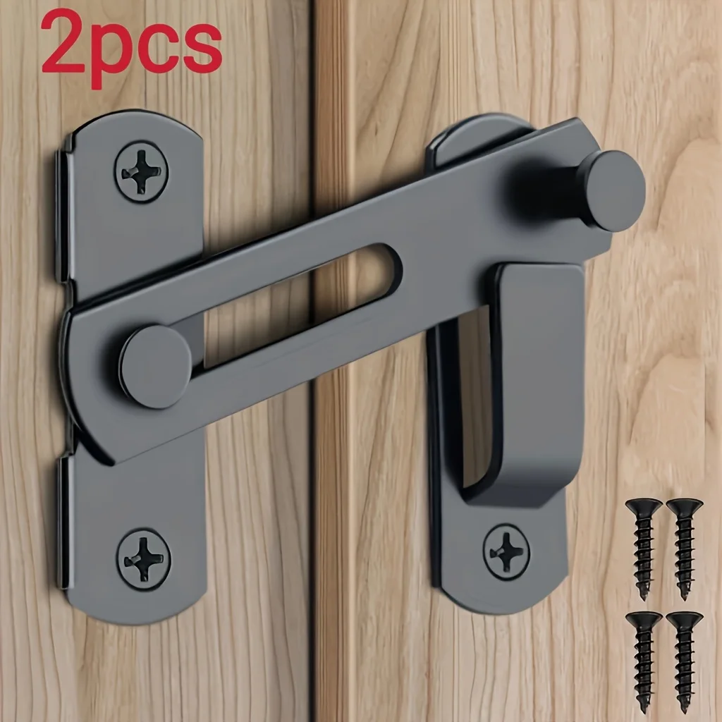 1pc Stainless Steel Barn Lock - 180° Flip Latch for Garage/Bathroom. 2 Keys Anti-Theft, Easy Install. Durable