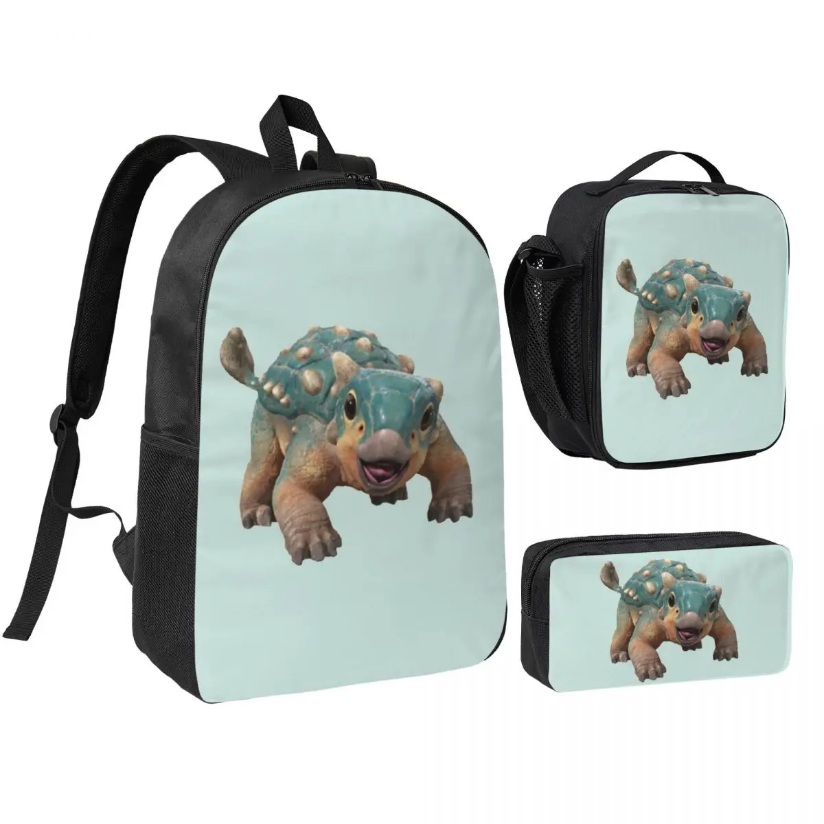 

Bumpy Ankylosaurus Magniventris Backpack Boys Girls BookBag School Bag Shoulder Bags 3ps Insulated Lunch Bag Pencil Case