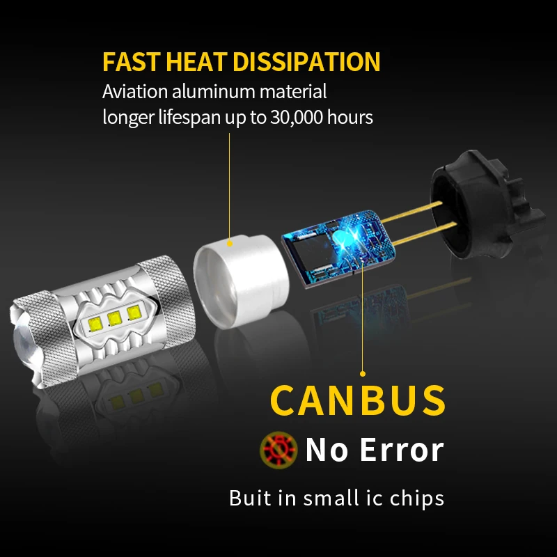 2PCS PW24W LED Turn Signal Light Bulbs Canbus For Peugeot 208 2012-up PWY24W Daytime Running Lights Amber White Car Accessories view 5
