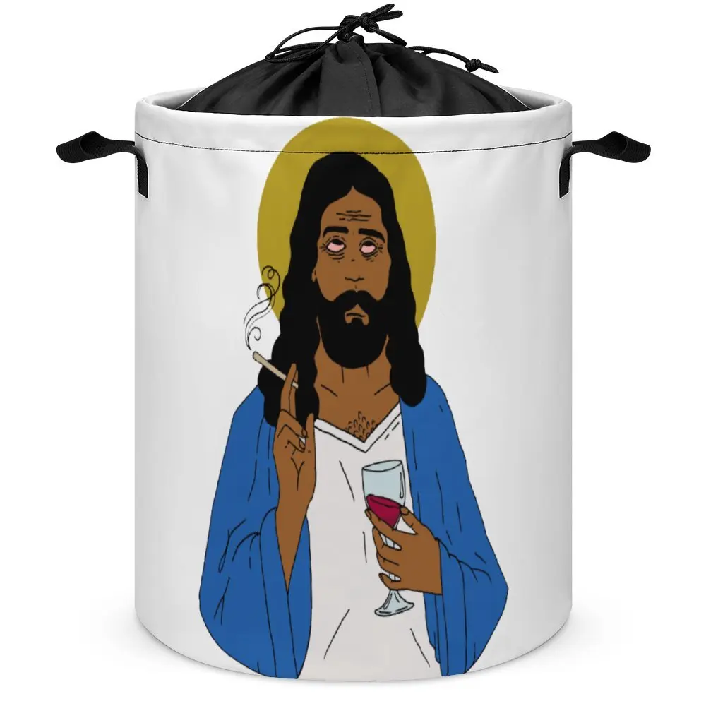 Emotionally Exhausted Intoxicated Jesus Women's T-Shirt Laundry Basket Storage Bins Large Capacity Graphic Vintage Staying Books