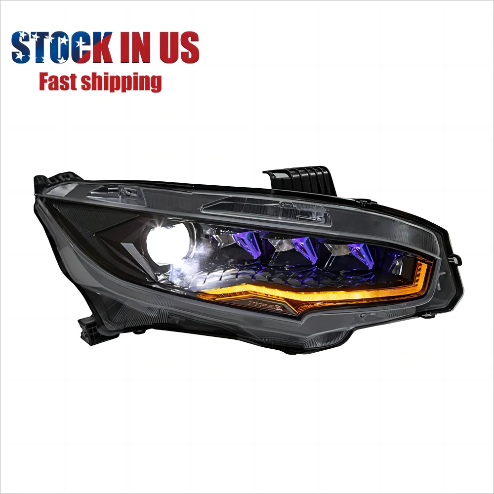 

Have Stock In USA RGB Headlamp Front Lamp 2016-2021 For Honda Civic 10th Gen Sedan Hatchback Si Type R Headlights