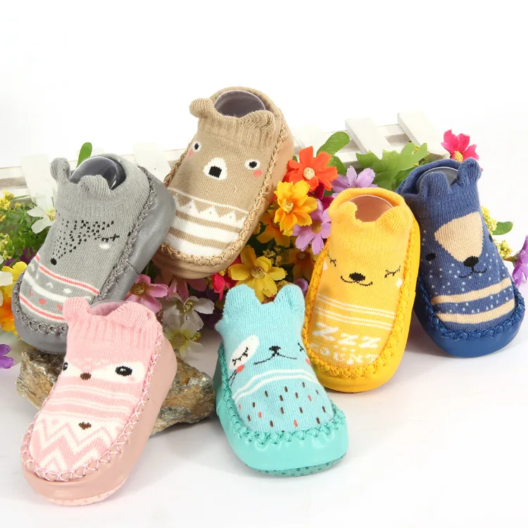 INS Baby Socks Slippers With Rubber Soles Girl Boy Infant Newborn Children Floor Socks Shoes Anti Slip Soft Sole Toddlers Indoor