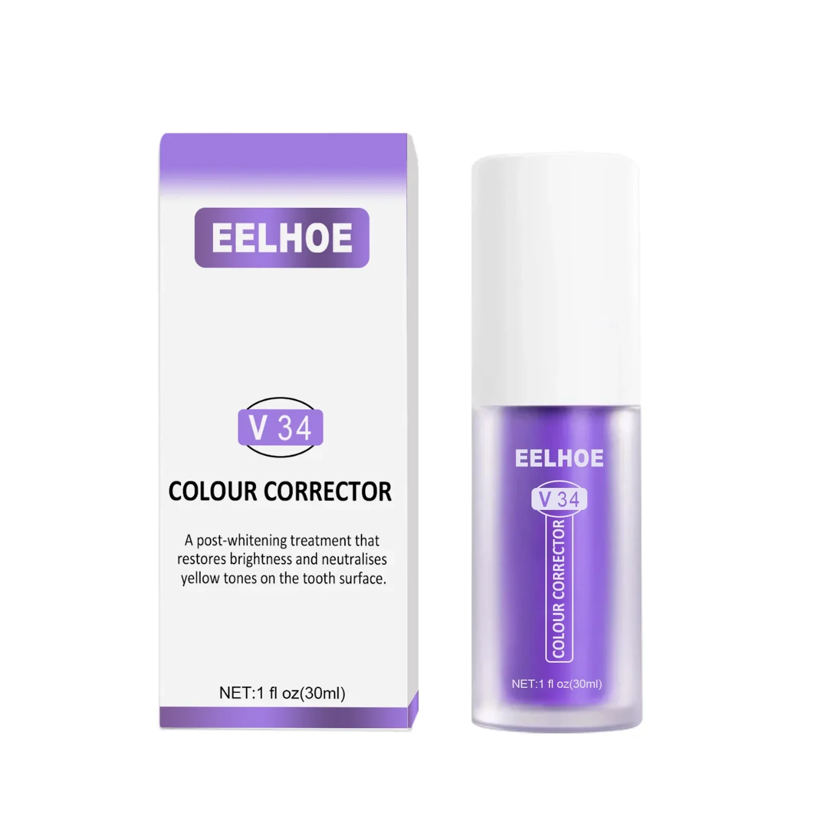 Suero Corrector de color púrpura, pasta de dientes, blanqueador Dental profesional, V34