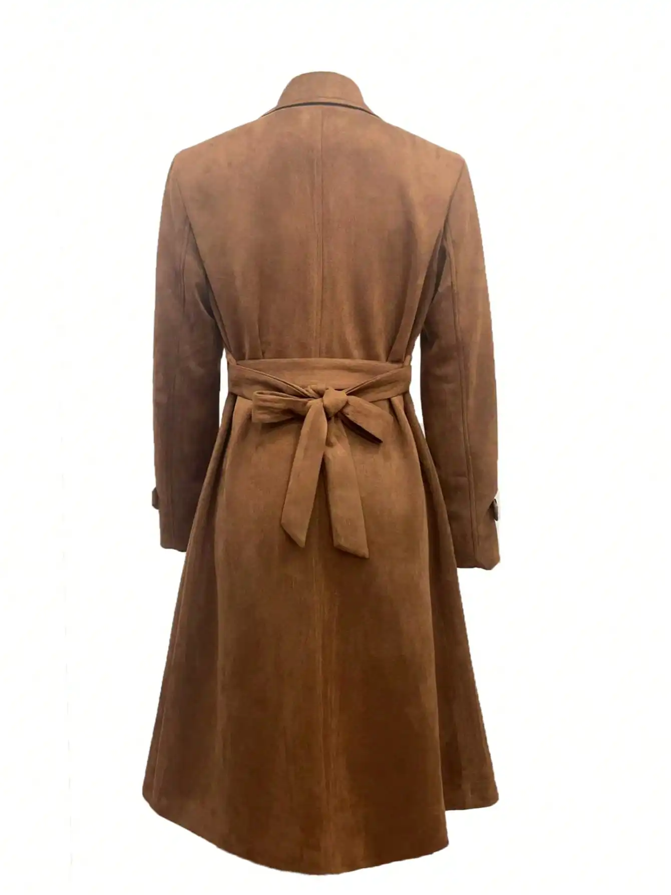 Elegant vintage commuterjack voor dames, klassiek dagelijks windjack met gekerfde kraag en riem, dames kunstsuède