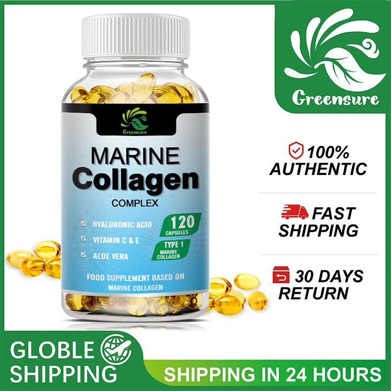 Greensure Marine Collagen Capsules - Preserve Beauty and Youth - Promote Firm Skin, Strong Nails&Hair, Healthy Joints