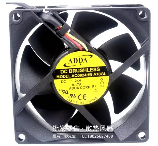 

Ltsf For ADDA AQ0824HB-A70GL DC 24V 0.17A 80x80x25mm 3-Wire Server Cooling Fan8cm