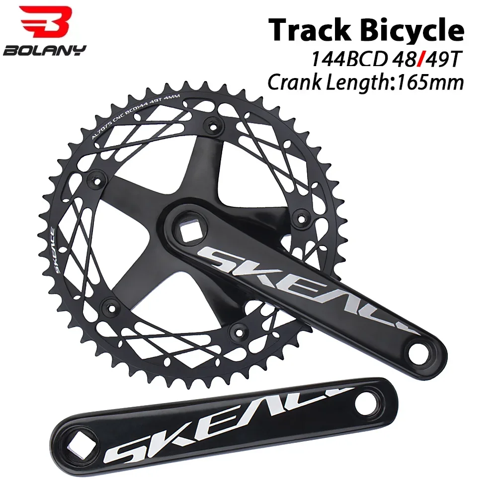 SKEACE Bicycle Crankset 144BCD Mountain Bike Square Hole Crank Aluminum Alloy Single Speed Crank Chainwheel 165mm 49T Crank Set