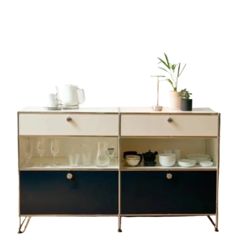

Medieval stainless steel TV cabinet, simple storage modern module combination, dining side cabinet, living room ins minimalist