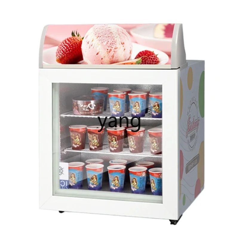 Yjq Commercial Vertical Ice Cream Ice Cream Display Cabinet Small Frozen Sample Glass Door Multi-Model