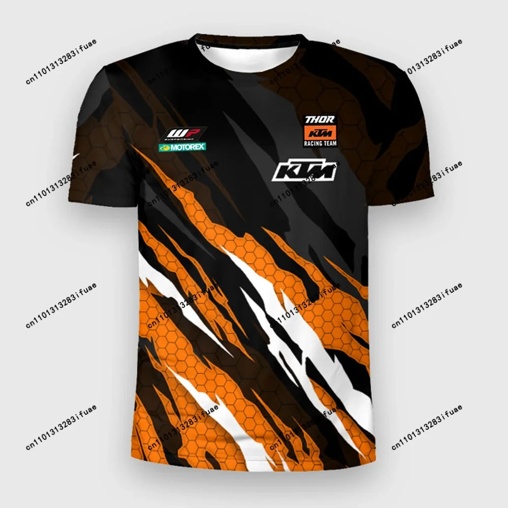 تي شيرت KTM Off Road للدراجات النارية للرجال صيفي رائع بأكمام قصيرة لركوب الدراجات خفيف الوزن وجيد التهوية بتصميم فريق السباق
