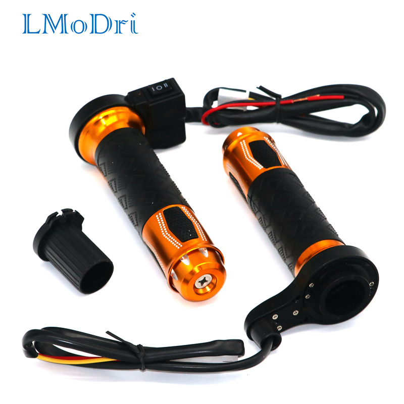  LMoDri Motorcycle Hot Grip Motorbike ATV Scooter Electric Heated Grips 22mm 7/8" Handlebar Hand Warmer Aluminum 12V 