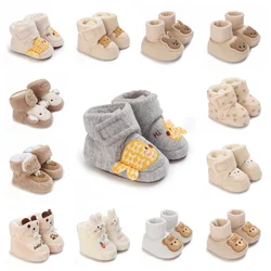 Cute Winter Newborn Cotton Shoes Outdoor Anti Slip And Warm Baby Walking Shoes Children's Plush Snow Boots