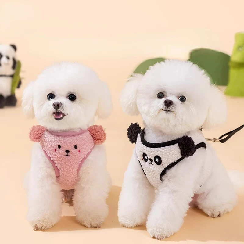 Dog Lamb Velvet Traction Rope Chest Strap Small Dogs Panda Strap Dog Chain Walking Rope Teddy Cat Rope Pet Dog Supplies