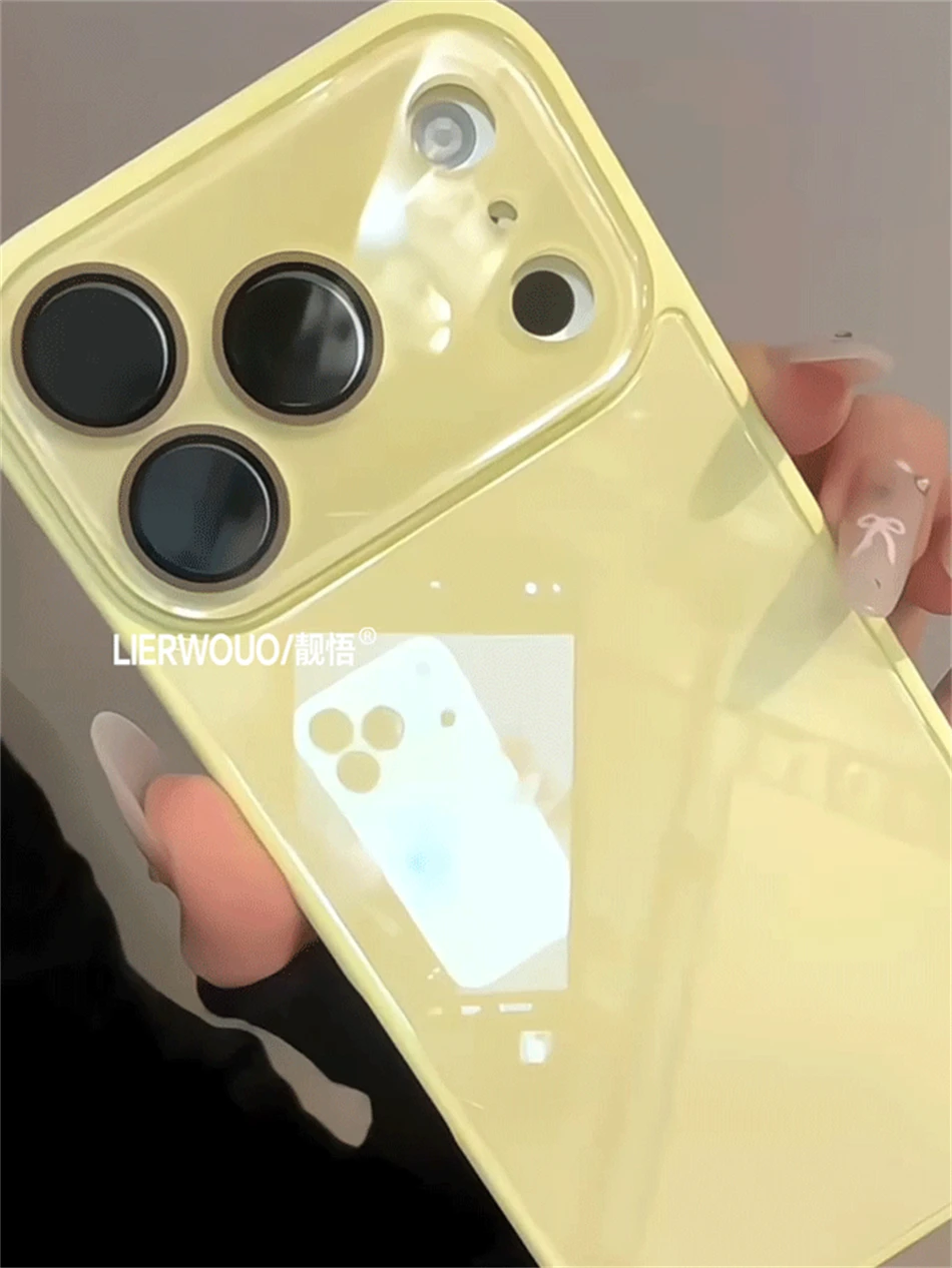 Luxuriöse Kamera-Schutzhülle aus gehärtetem Glas in Bonbonfarben für iPhone 15 16 17 18 Pro Max, stoßfest, weicher Rahmen, glatte harte Abdeckung – Detail 19