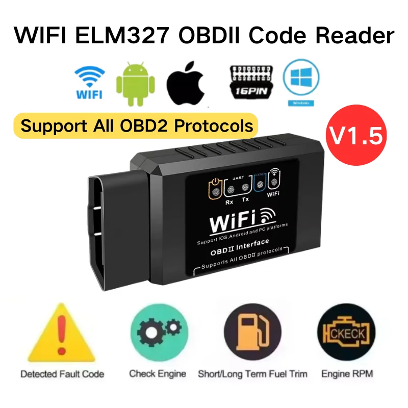 واي فاي ELM327 Obd2 قارئ رمز الماسح الضوئي V1.5 أدوات تشخيص السيارات تحقق كاشف أخطاء المحرك لنظام أندرويد/IOS/PC 16PIN موصل #1