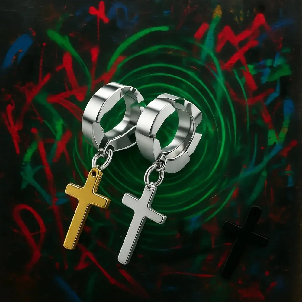 

15 пар магнитных клипсов-серег без прокола с подвесками в виде крестов для мужчин и женщин