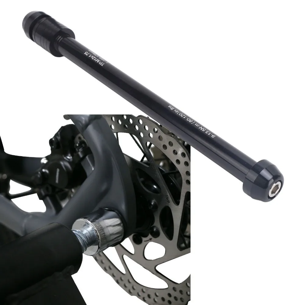 M12x1.0/1.5/1.75 دراجة من خلال المحور الأسود مع وجع مدرب الدراجة المحور محول سبائك الألومنيوم المدرب من خلال سيخ المحور