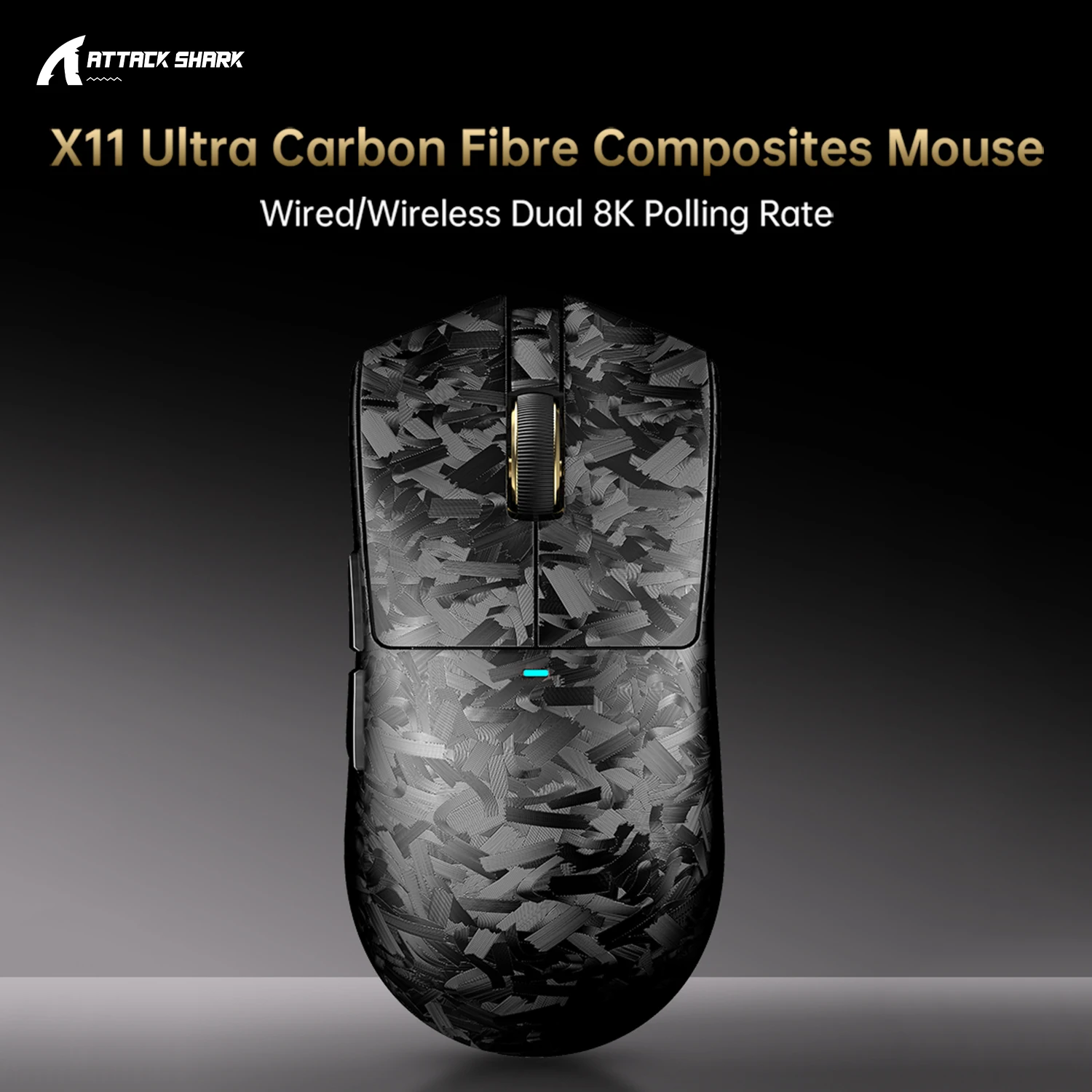 

ATTACK SHARK X11 ULTRA Wireless 8K PAW3950MAX Carbon Fiber Gaming Mouse, 59g SUPERLIGHT, Nano-Metal Ice Coating