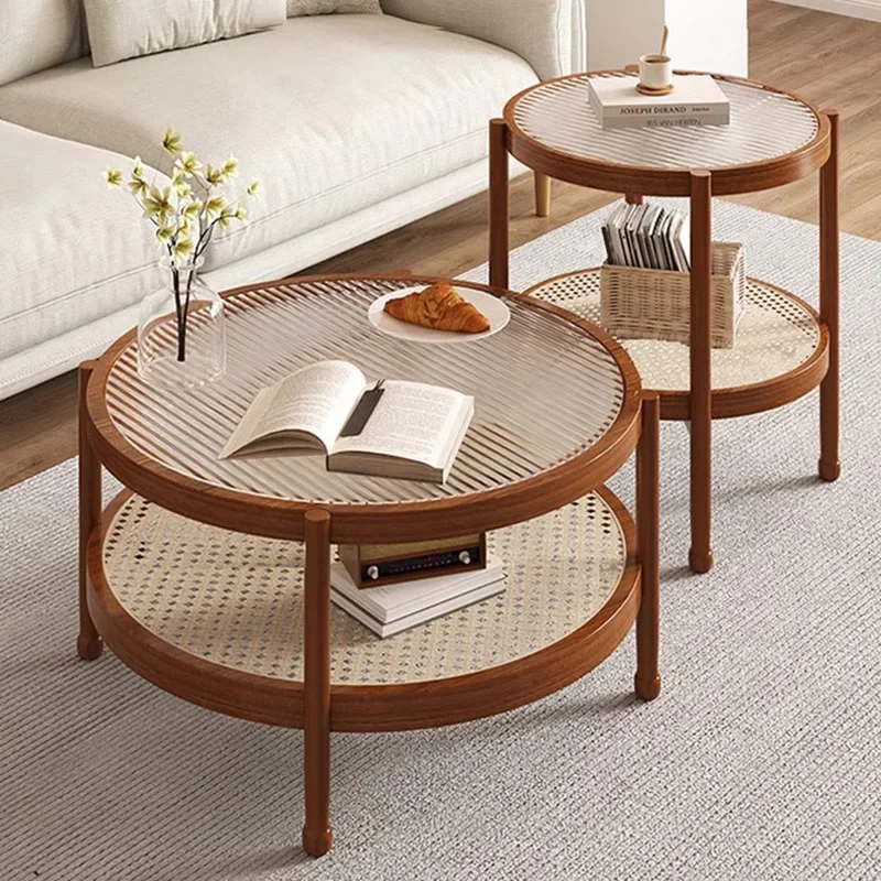 Mini Round Patio Coffee Tables Japanese Designer Wooden Small Coffee Table Corner Hallway Muebles Para El Hogar Home Decorations