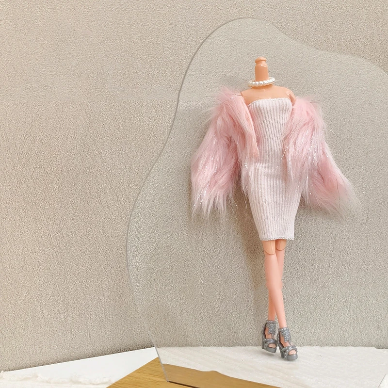 موضة ملابس دمى 30 سنتيمتر الفتيات الأميرة الملابس مجموعة 11.5 بوصة ملابس دمى 1/6 دمى اكسسوارات الفراء سترة فستان مجموعة لتقوم بها بنفسك لعبة