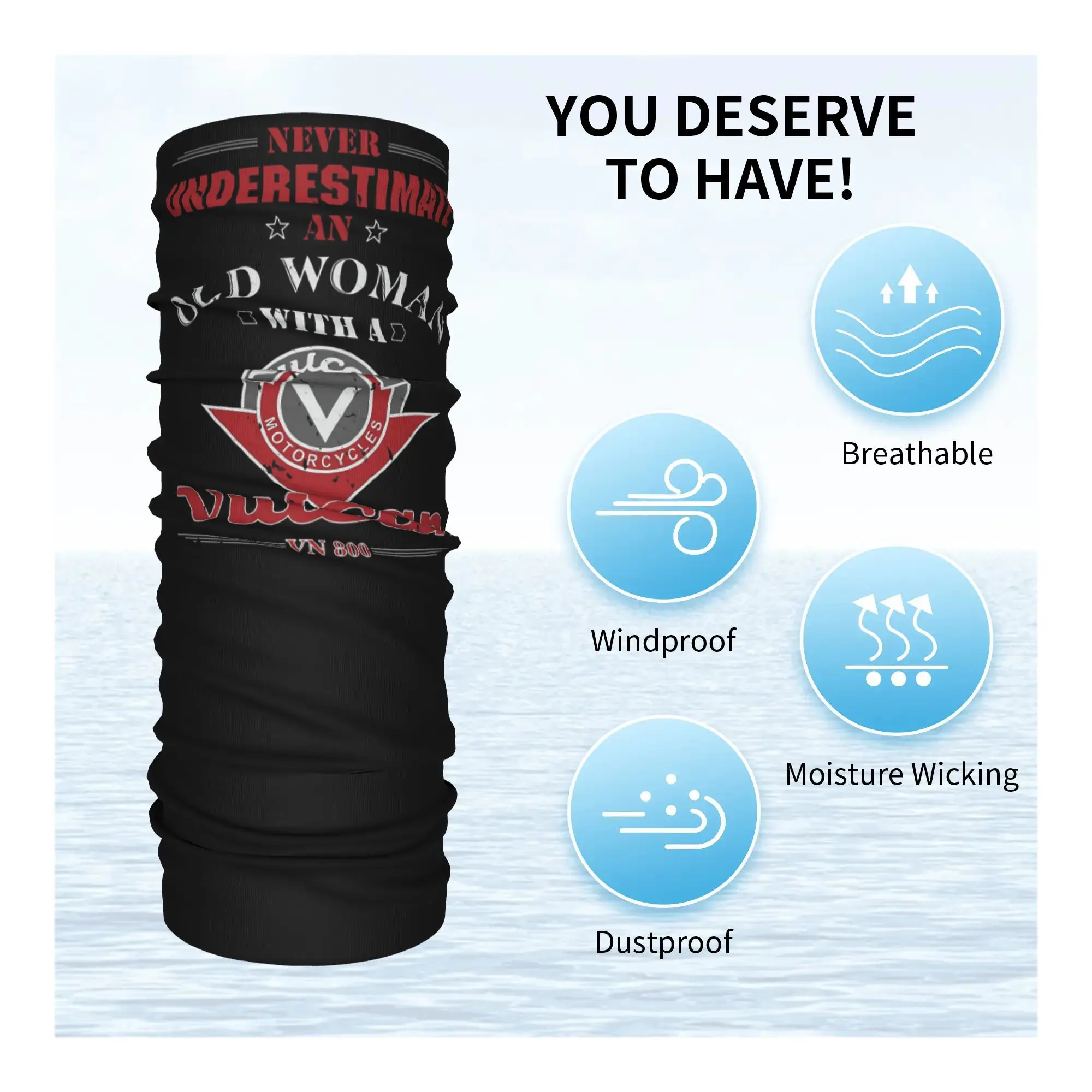 Underestimate Woman 1 Vulcan VN 800 Motorcycle worn Bandana Neck Gaiter Printed Mask Scarf Cycling Scarf Running Unisex Adult