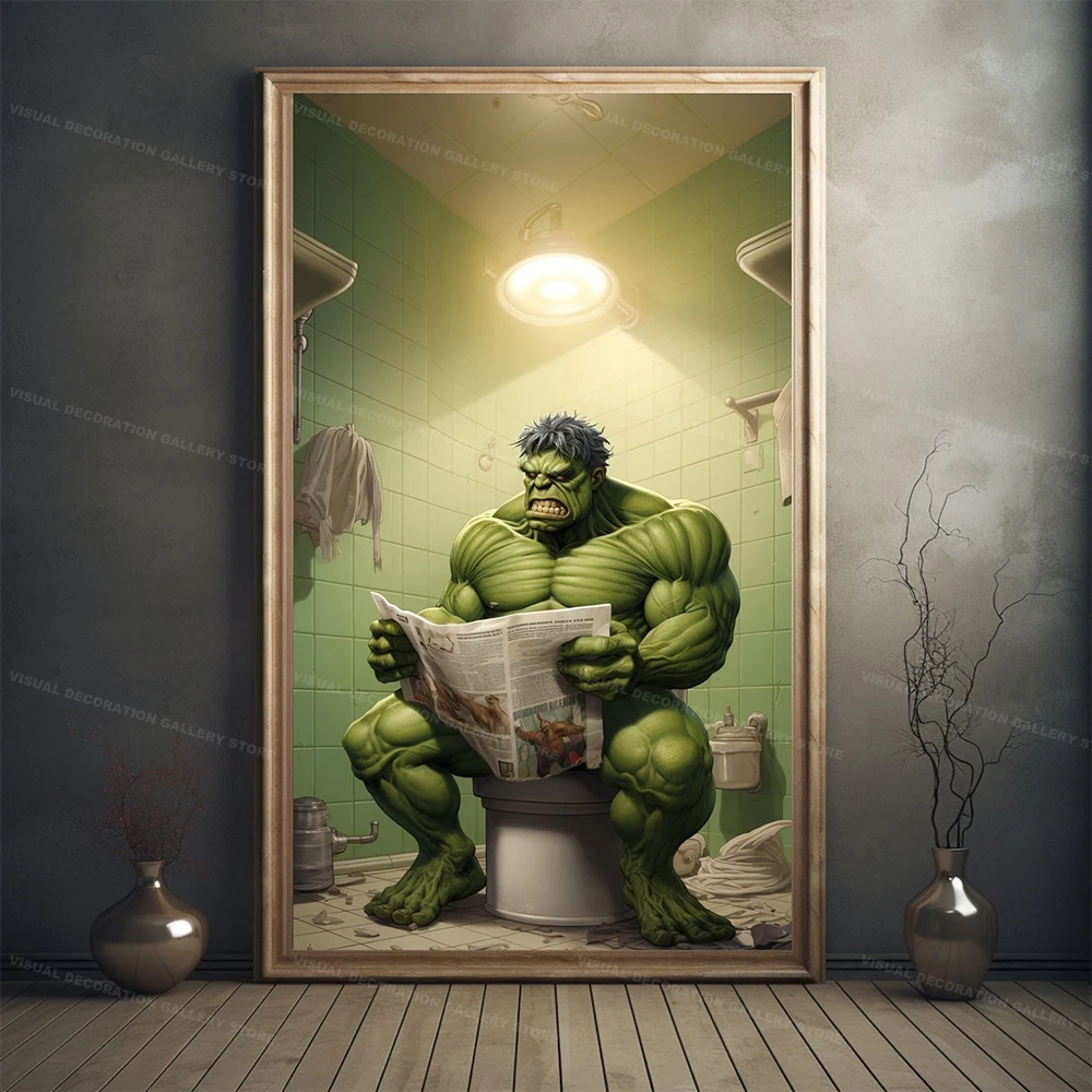 

Disney Fun Hulk Toilet Marvel Wall Art Movie Anime Poster Painting Canvas Prints Superhero Living Room Bathroom Home Decor Gifts