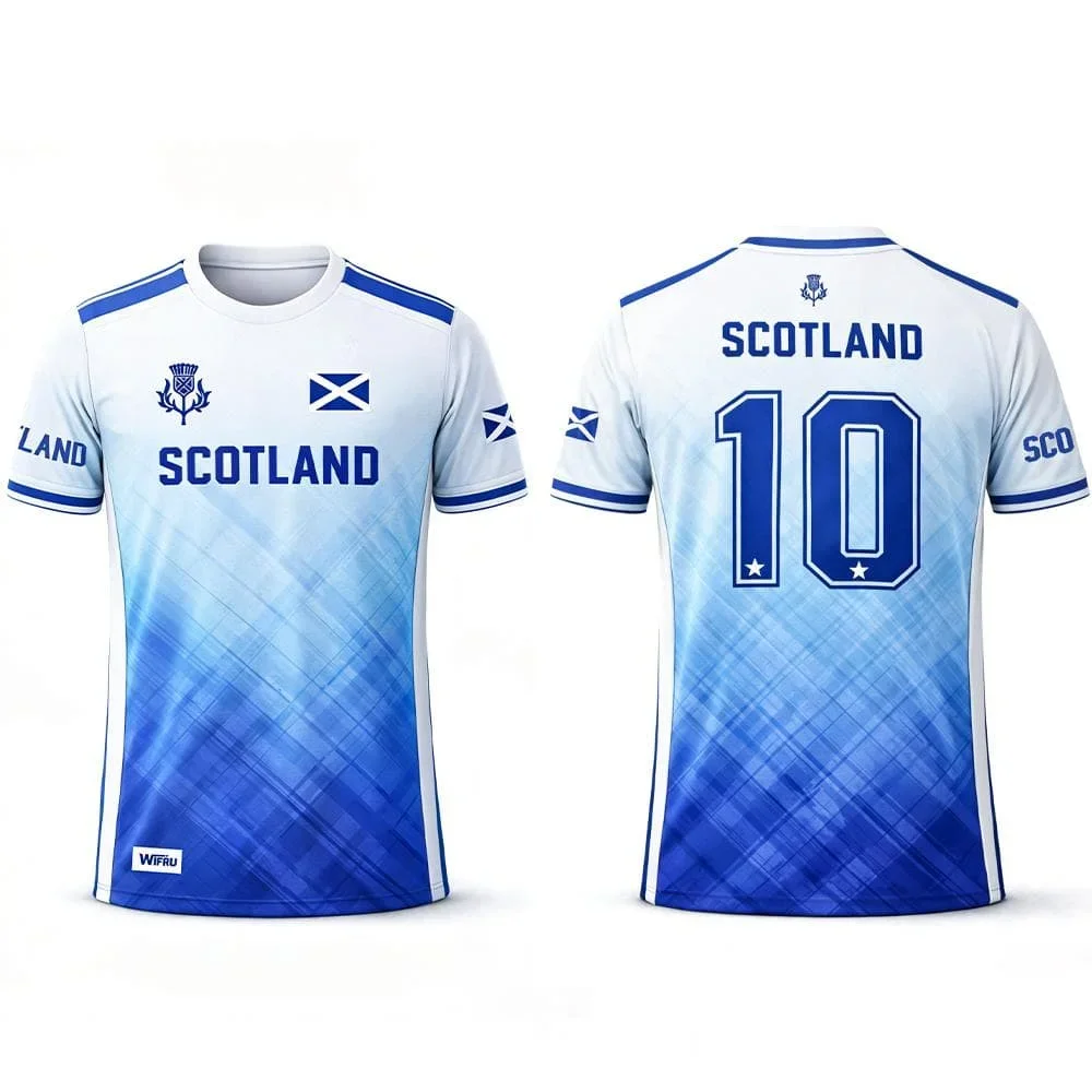 2026 Scotland 10 Soccer Jersey Men Breathable Quick Dry Football Shirt Red Tartan Print Sportswear Fan Edition Training Uniform view 5