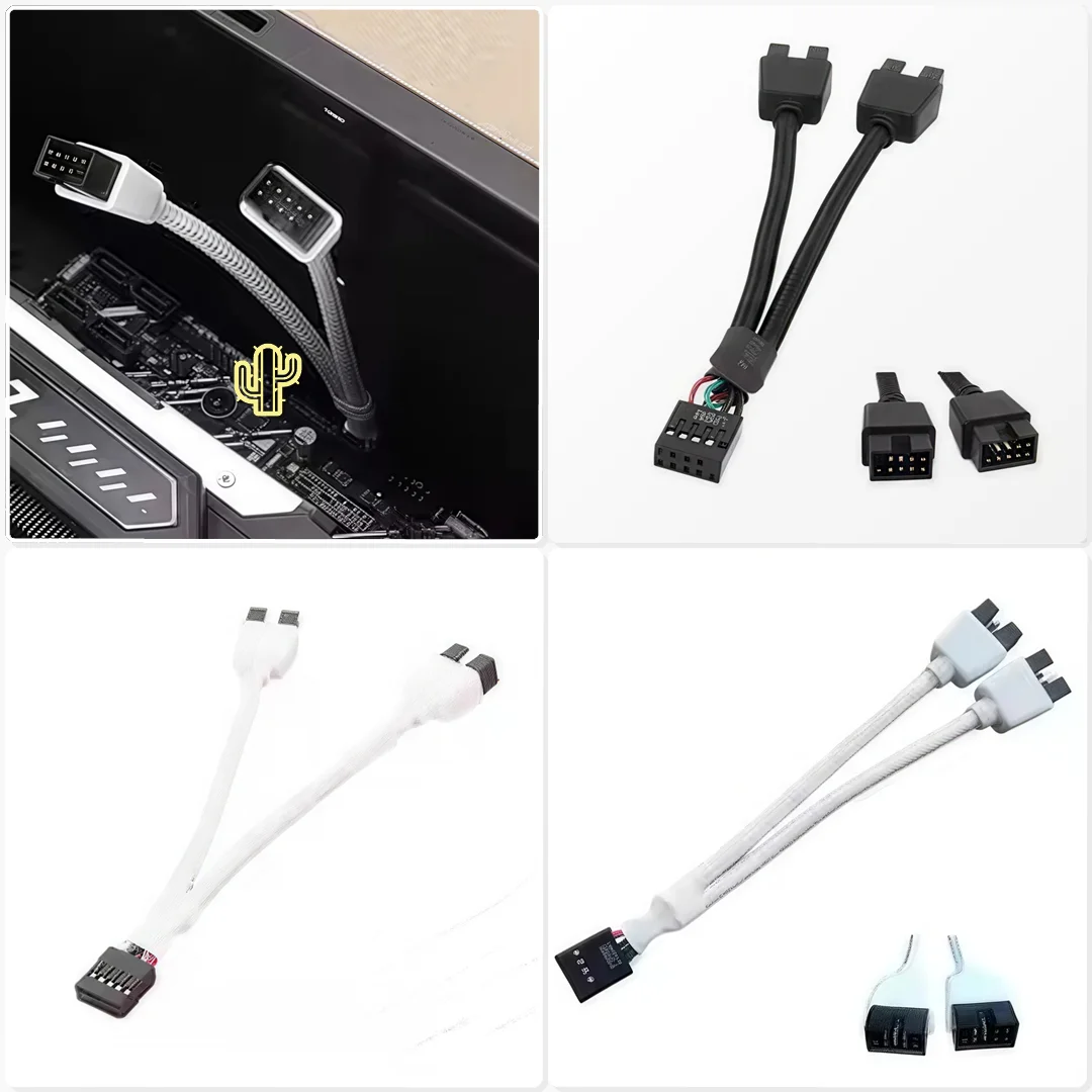 12cm USB 2.0 Y Splitter Cable 9 Pin Female to Dual Male Motherboard Extension Repair Shop PC Audio Test Link