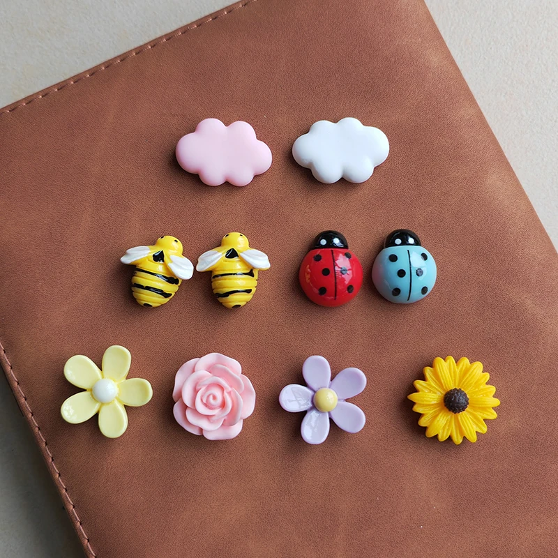 10pcs Mixed Bee Ladybug Flower Cloud Fridge Magnets Home Office Decor Accessoris Cute Refrigerator Magnetic Sticker