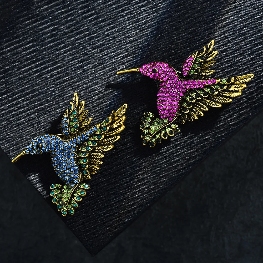 Vintage Design Vogel Kristall Einfarbig Brosche Pin Mode Klassische Tier Abzeichen Für Frauen