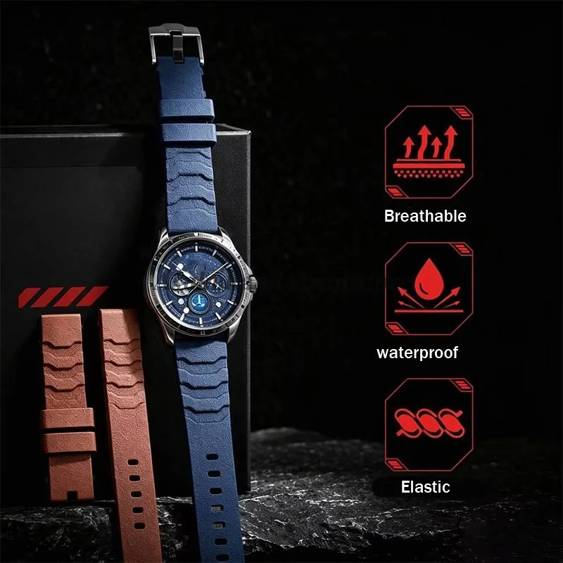 22mm 24mm Fluororubber Watchstrap for Luminox Watchband for Casio Bracelet FKM Rubber Men's Wristband for Citizen for Seiko Band