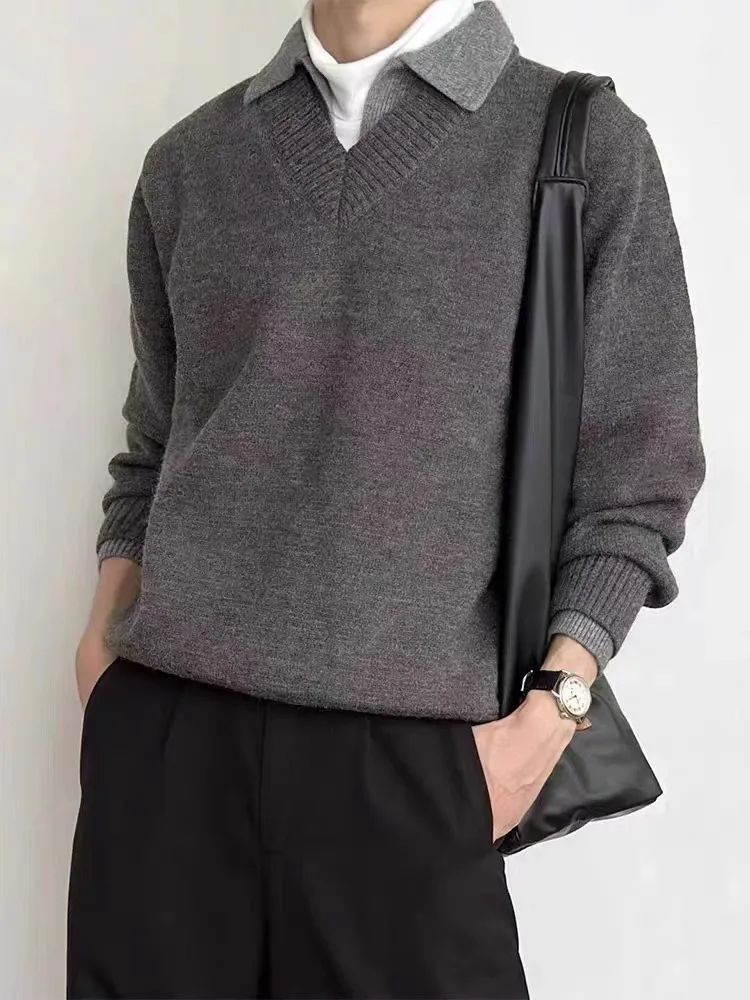 

Мужской свитер с V-образным вырезом в американском ретро-стиле, осенне-зимняя коллекция Aosphere, премиум-класс, эффект старинного стиля, верхняя одежда